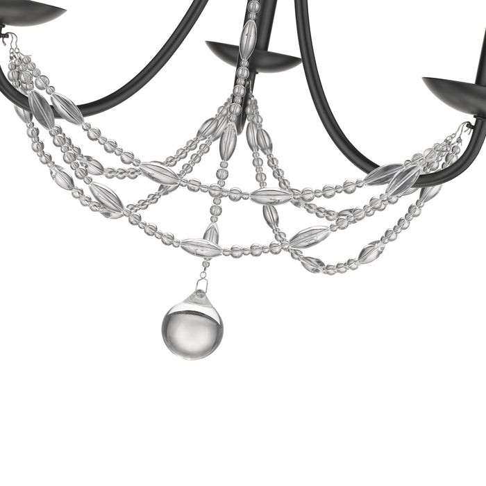 Golden 7644-M3 BLK Three Light Mini Chandelier, Matte Black