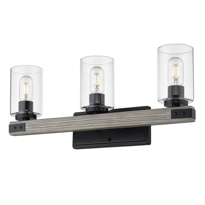 Golden 7808-BA3 BLK-CLR Three Light Bath Vanity, Matte Black