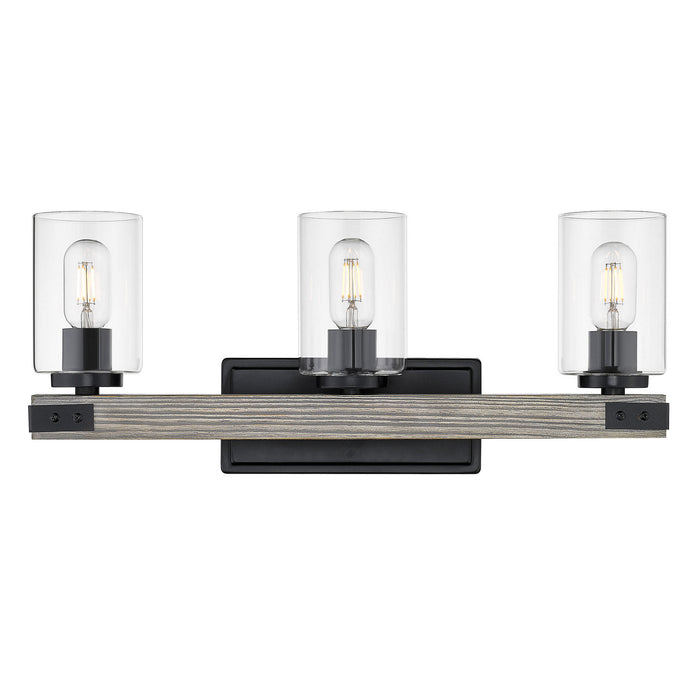 Golden 7808-BA3 BLK-CLR Three Light Bath Vanity, Matte Black
