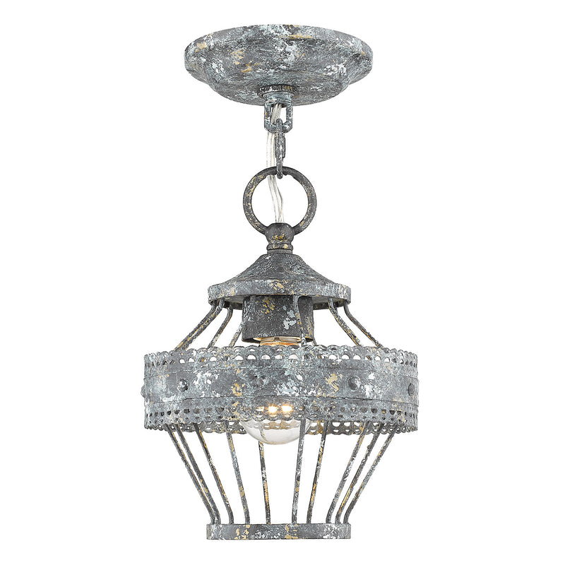 Golden 7856-1SF VP One Light Semi-Flush Mount, Blue Verde Patina