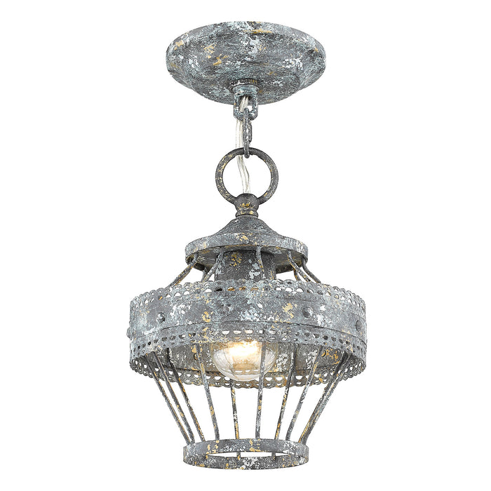 Golden 7856-1SF VP One Light Semi-Flush Mount, Blue Verde Patina