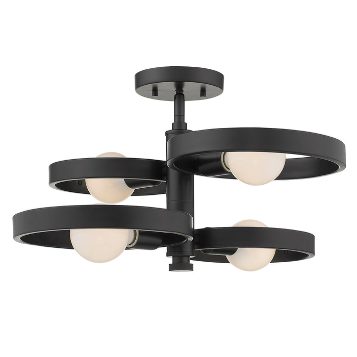 Golden 8330-4SF BLK Four Light Semi-Flush Mount, Matte Black