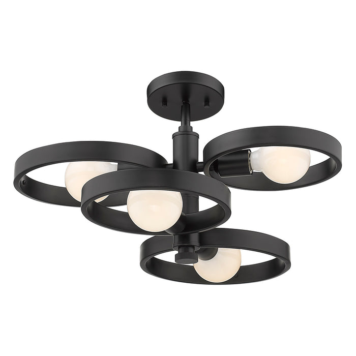 Golden 8330-4SF BLK Four Light Semi-Flush Mount, Matte Black