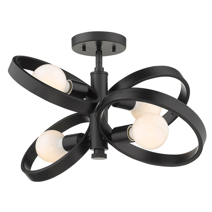 Golden 8330-4SF BLK Four Light Semi-Flush Mount, Matte Black