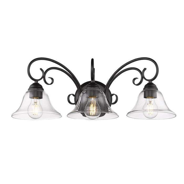 Golden 8606-BA3 BLK-CLR Three Light Bath Vanity, Matte Black