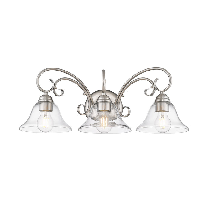 Golden 8606-BA3 PW-CLR Three Light Bath Vanity, Pewter