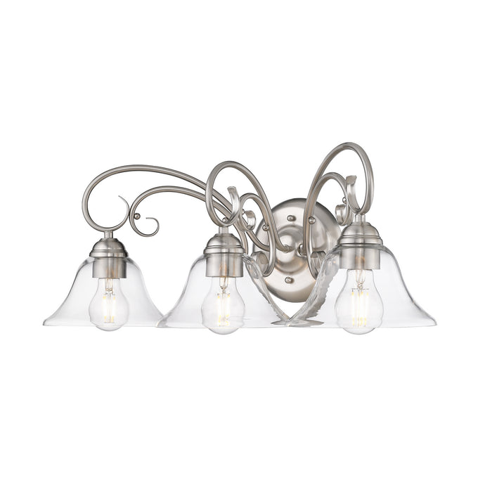 Golden 8606-BA3 PW-CLR Three Light Bath Vanity, Pewter
