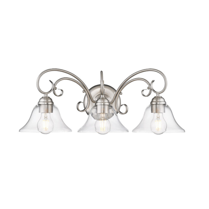 Golden 8606-BA3 PW-CLR Three Light Bath Vanity, Pewter