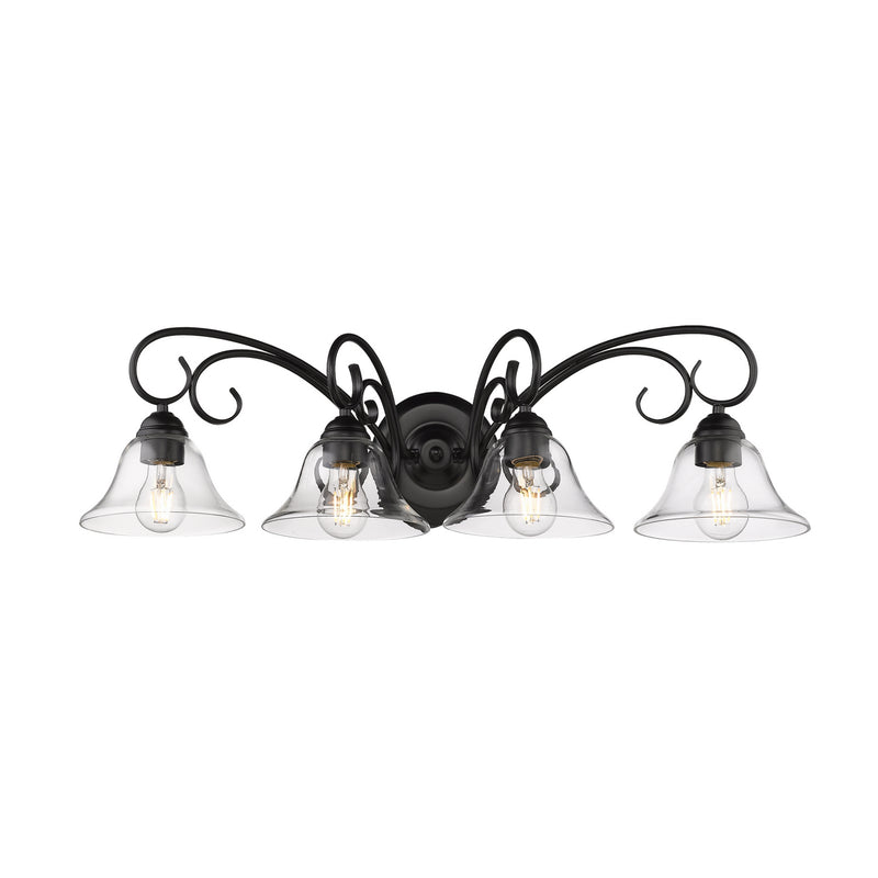 Golden 8606-BA4 BLK-CLR Four Light Bath Vanity, Matte Black