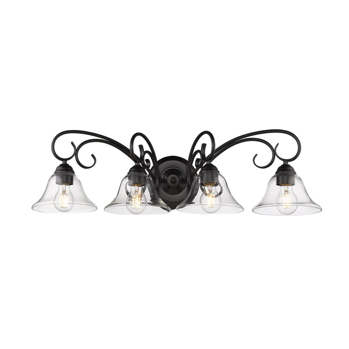 Golden 8606-BA4 BLK-CLR Four Light Bath Vanity, Matte Black