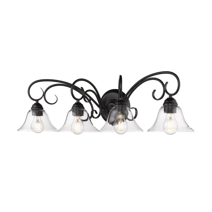 Golden 8606-BA4 BLK-CLR Four Light Bath Vanity, Matte Black