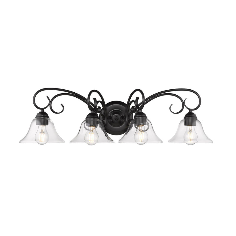 Golden 8606-BA4 BLK-CLR Four Light Bath Vanity, Matte Black