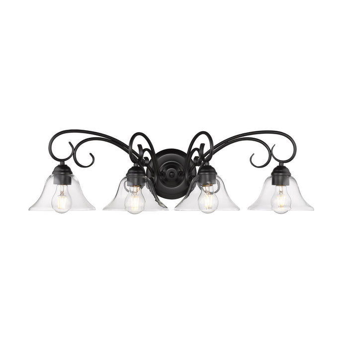 Golden 8606-BA4 BLK-CLR Four Light Bath Vanity, Matte Black