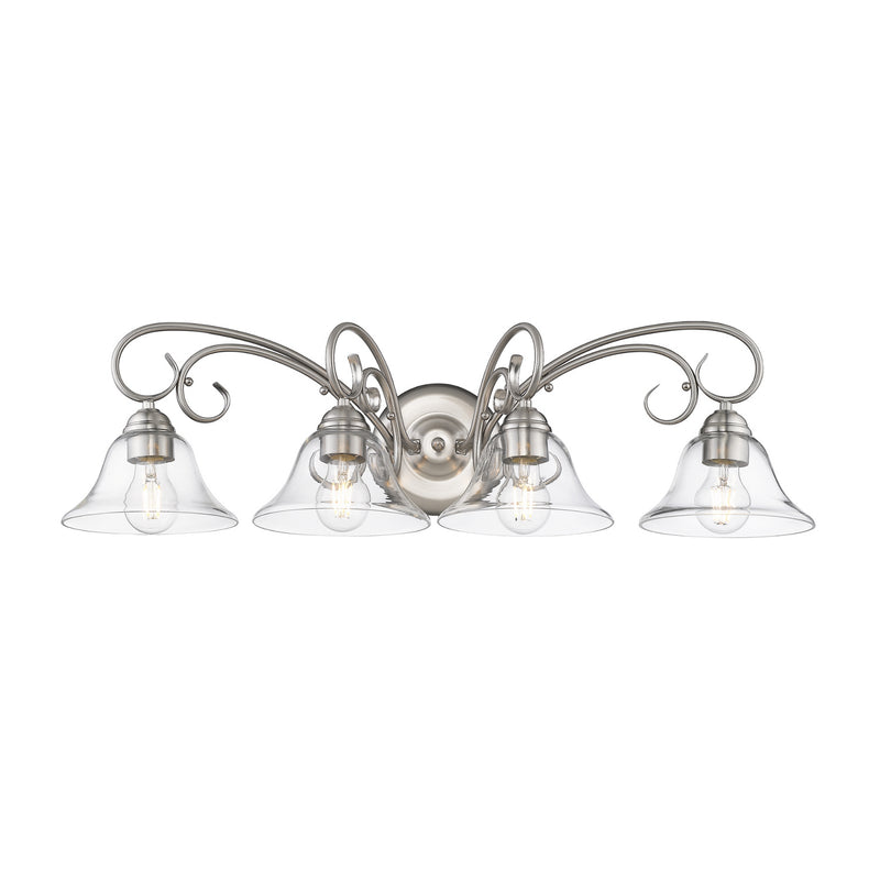 Golden 8606-BA4 PW-CLR Four Light Bath Vanity, Pewter