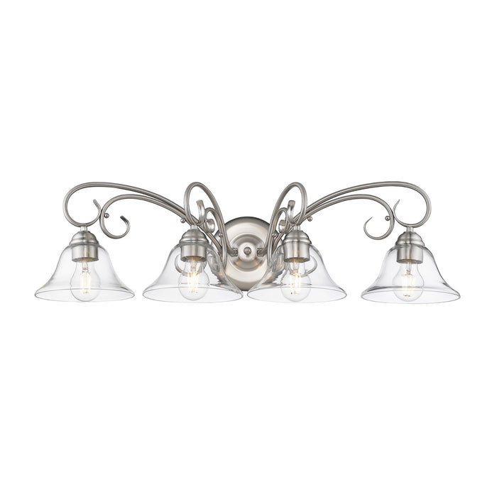 Golden 8606-BA4 PW-CLR Four Light Bath Vanity, Pewter