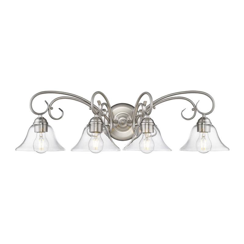 Golden 8606-BA4 PW-CLR Four Light Bath Vanity, Pewter