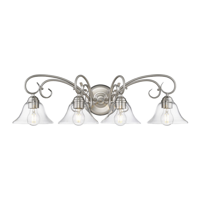 Golden 8606-BA4 PW-CLR Four Light Bath Vanity, Pewter