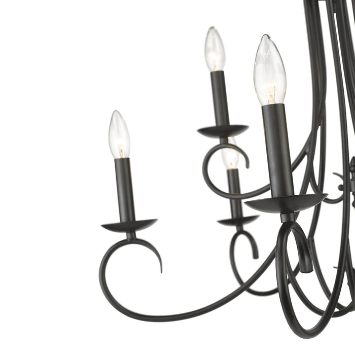 Golden 8606-CN9 BLK Nine Light Chandelier, Matte Black