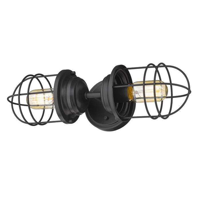 Golden 9808-2W BLK Two Light Wall Sconce, Matte Black