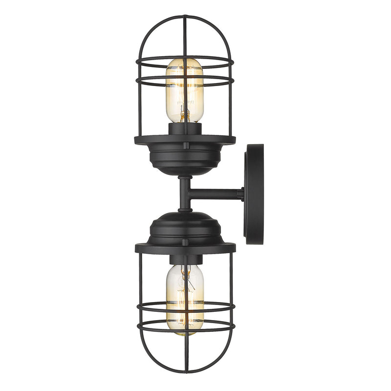 Golden 9808-2W BLK Two Light Wall Sconce, Matte Black
