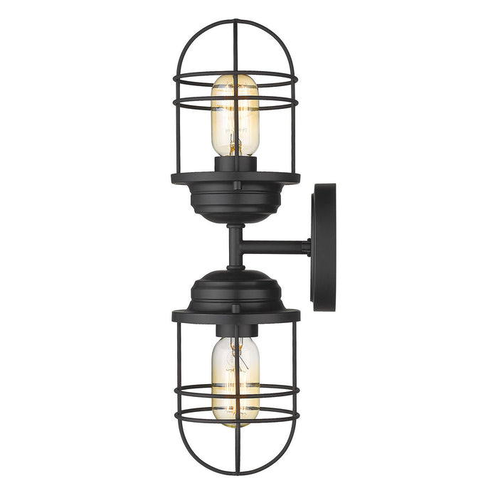 Golden 9808-2W BLK Two Light Wall Sconce, Matte Black