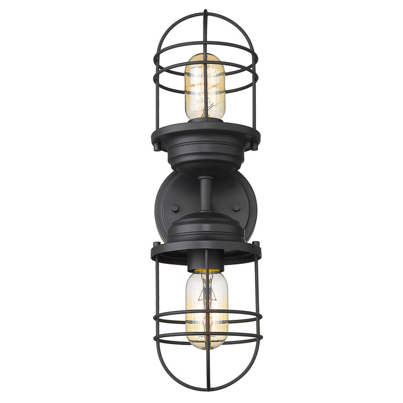 Golden 9808-2W BLK Two Light Wall Sconce, Matte Black