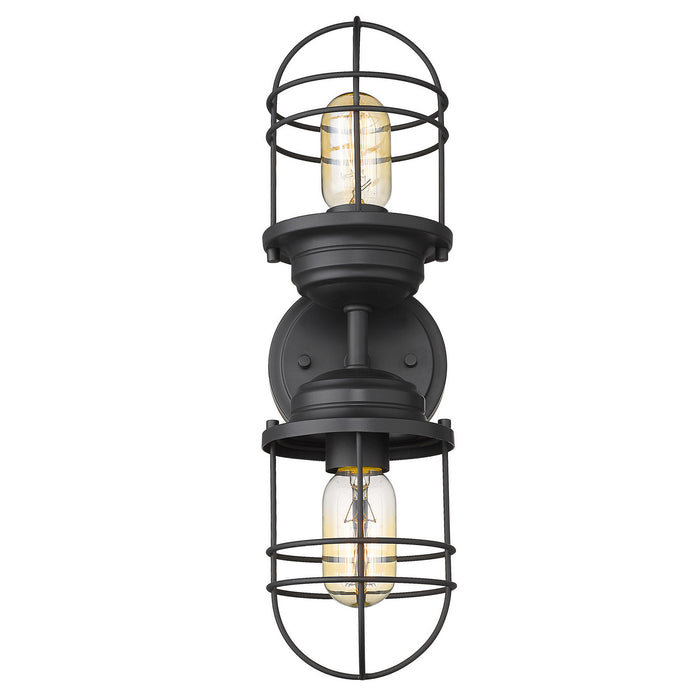 Golden 9808-2W BLK Two Light Wall Sconce, Matte Black