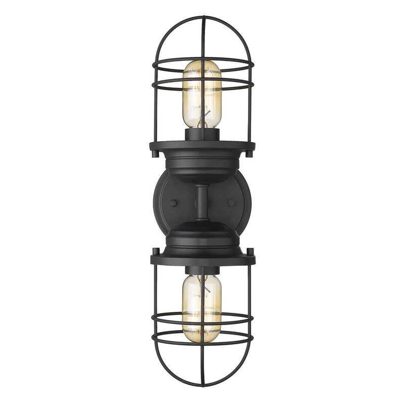 Golden 9808-2W BLK Two Light Wall Sconce, Matte Black