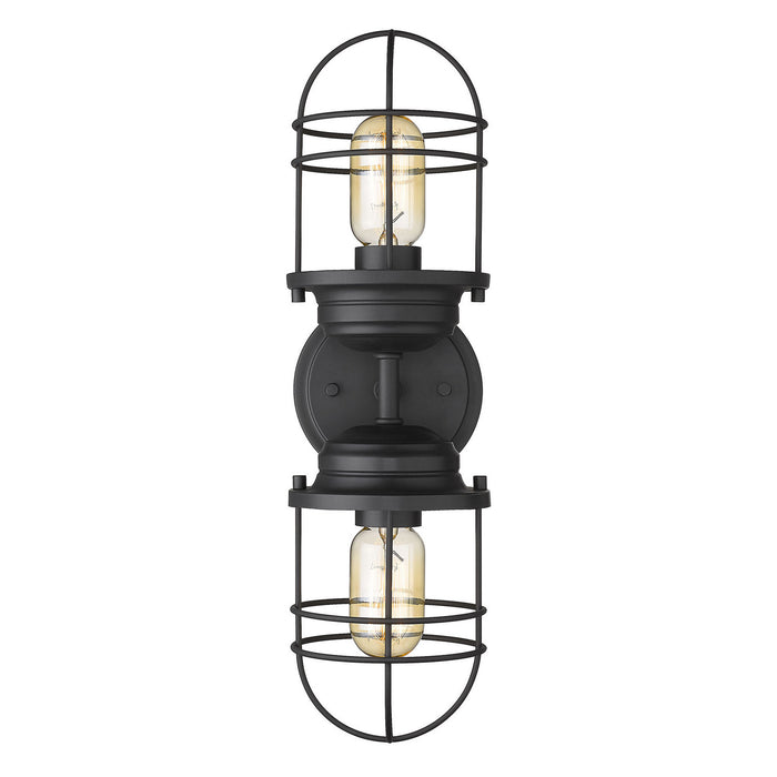 Golden 9808-2W BLK Two Light Wall Sconce, Matte Black