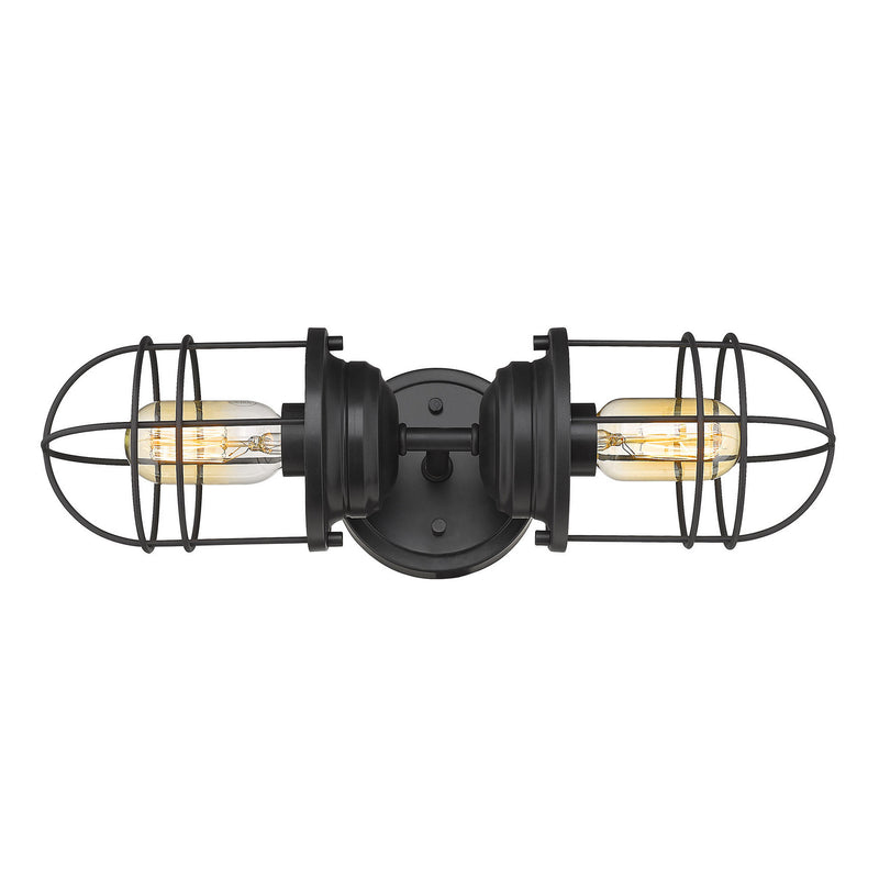 Golden 9808-2W BLK Two Light Wall Sconce, Matte Black