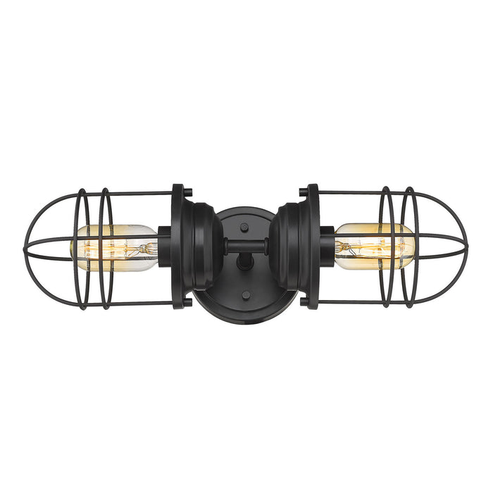 Golden 9808-2W BLK Two Light Wall Sconce, Matte Black