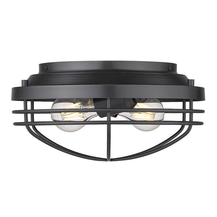 Golden 9808-FM BLK Two Light Flush Mount, Matte Black