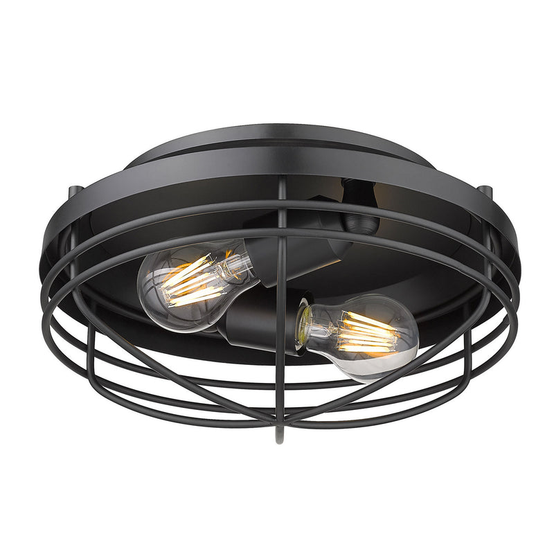 Golden 9808-FM BLK Two Light Flush Mount, Matte Black