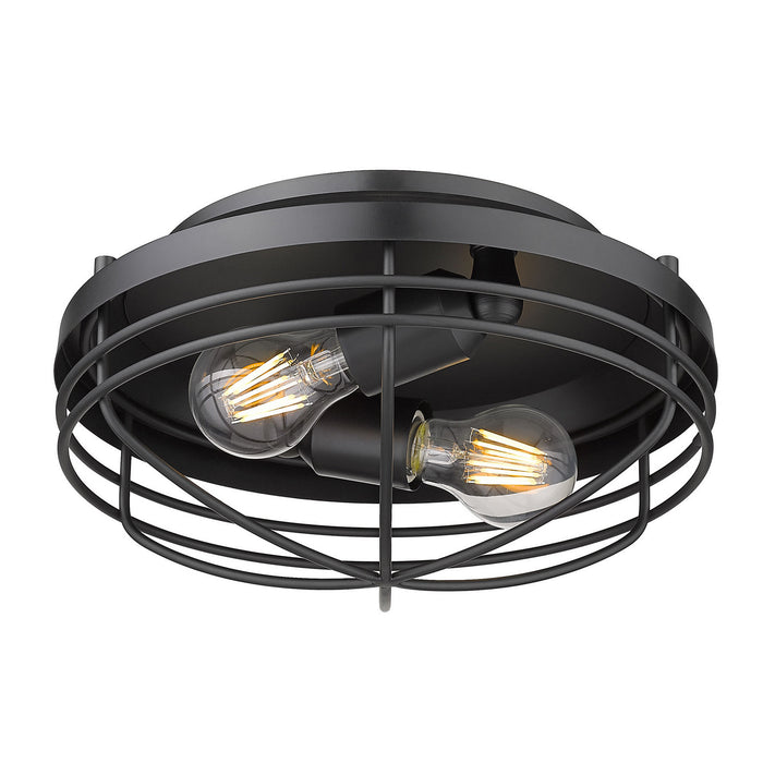 Golden 9808-FM BLK Two Light Flush Mount, Matte Black