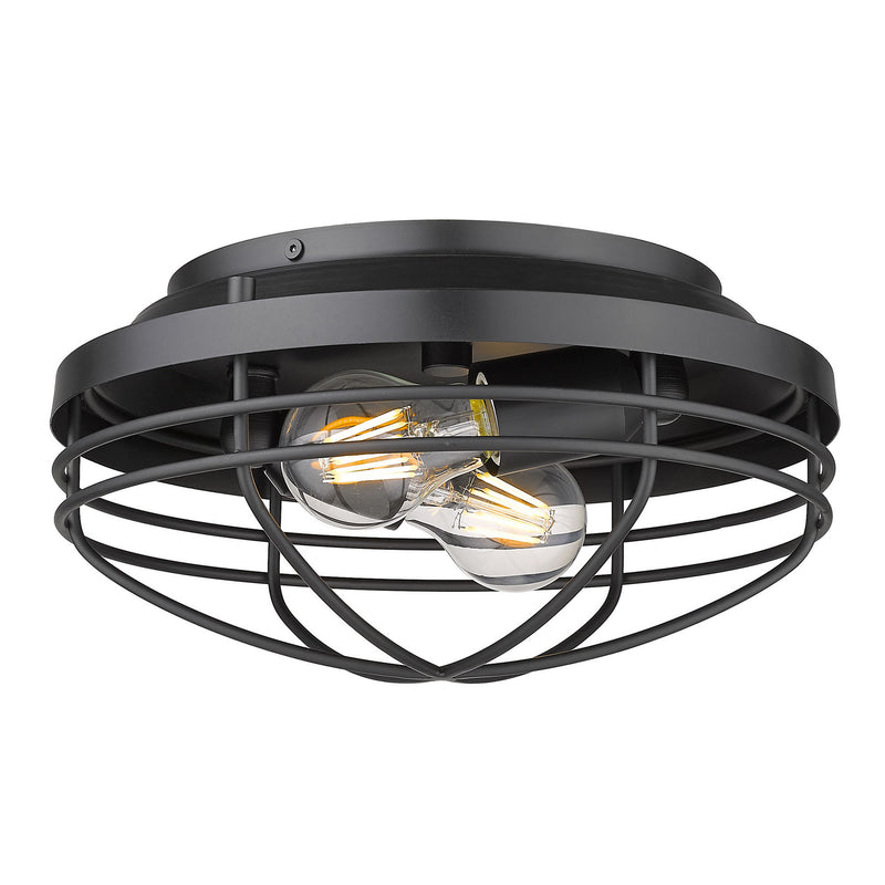 Golden 9808-FM BLK Two Light Flush Mount, Matte Black