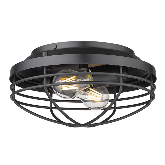 Golden 9808-FM BLK Two Light Flush Mount, Matte Black