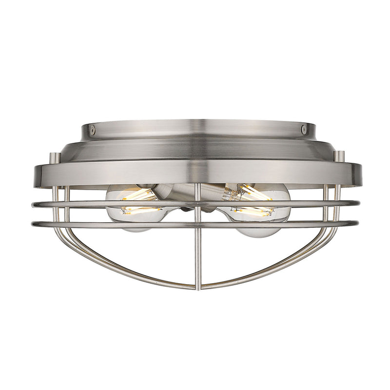 Golden 9808-FM PW Two Light Flush Mount, Pewter