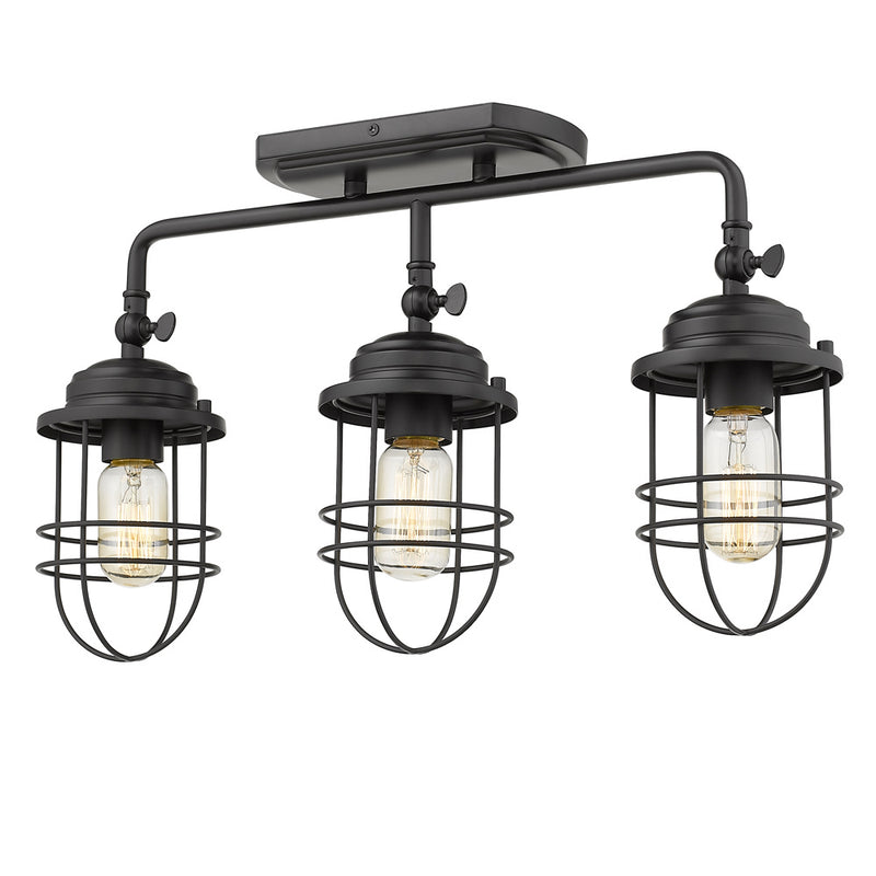 Golden 9808-LSF BLK Three Light Semi-Flush Mount, Matte Black