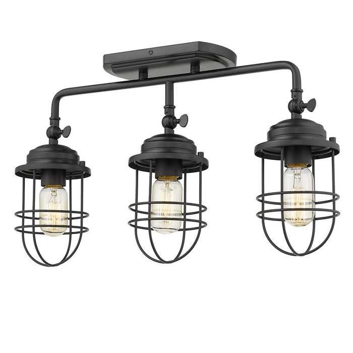 Golden 9808-LSF BLK Three Light Semi-Flush Mount, Matte Black