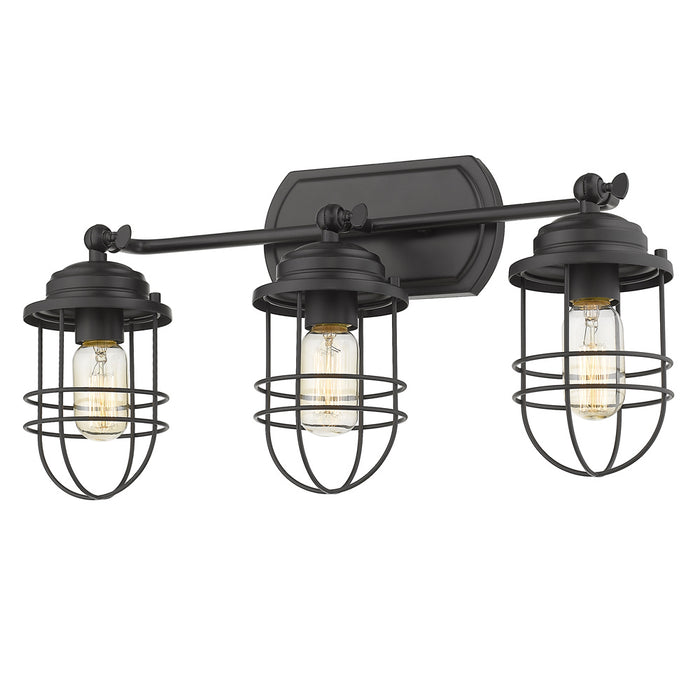Golden 9808-LSF BLK Three Light Semi-Flush Mount, Matte Black