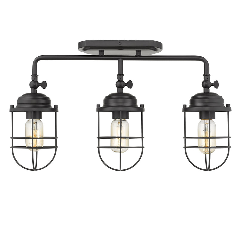 Golden 9808-LSF BLK Three Light Semi-Flush Mount, Matte Black