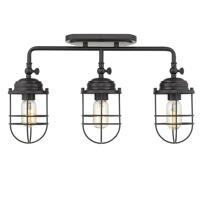 Golden 9808-LSF BLK Three Light Semi-Flush Mount, Matte Black