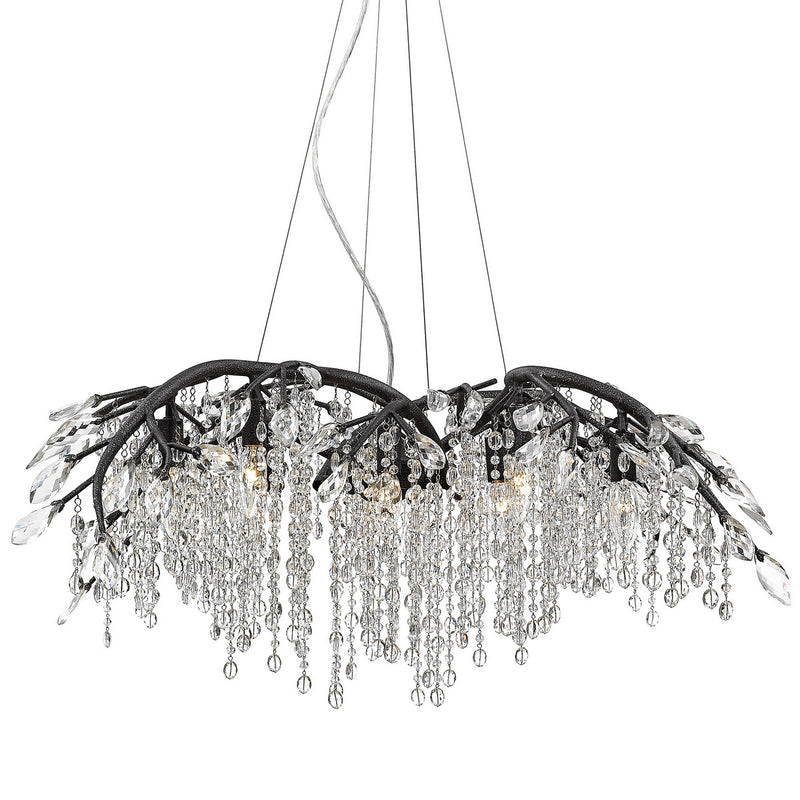 Golden 9903-12 BI 12 Light Chandelier, Black Iron