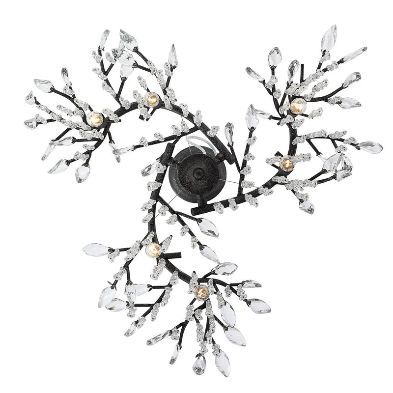Golden 9903-6 BI Six Light Chandelier, Black Iron