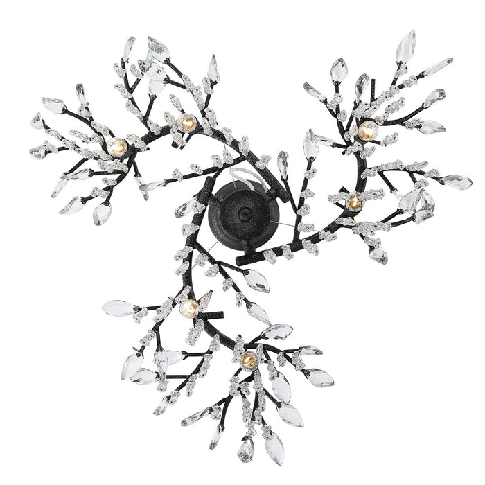 Golden 9903-6 BI Six Light Chandelier, Black Iron