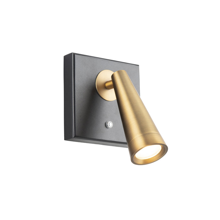 W.A.C. Lighting BL-48007-BK/AB LED Swing Arm Wall Lamp, Black/Aged Brass