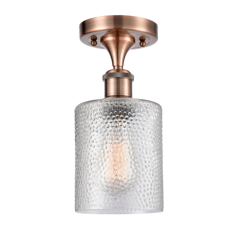 Innovations 516-1C-AC-G112 One Light Semi-Flush Mount, Antique Copper