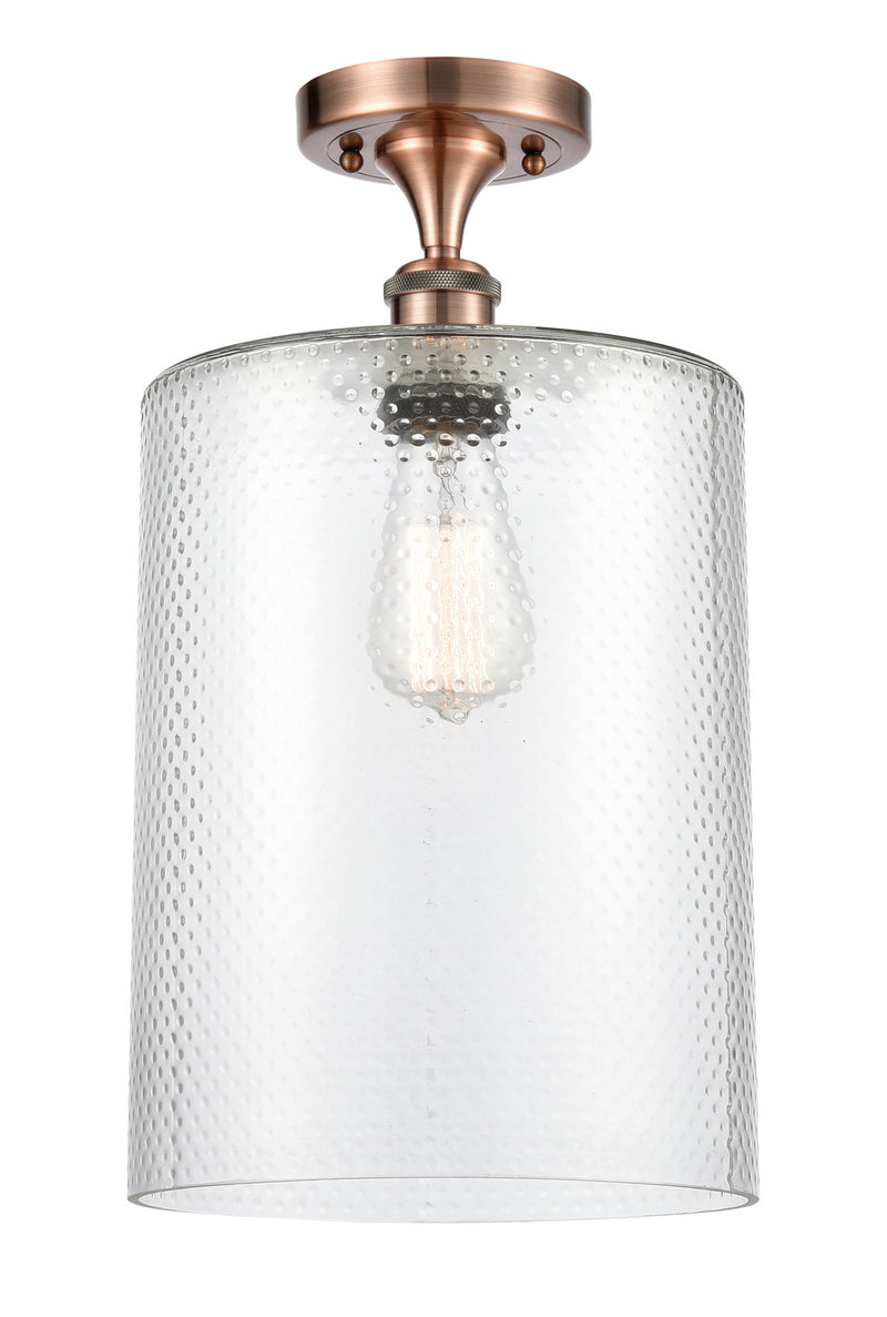 Innovations 516-1C-AC-G112-L One Light Semi-Flush Mount, Antique Copper