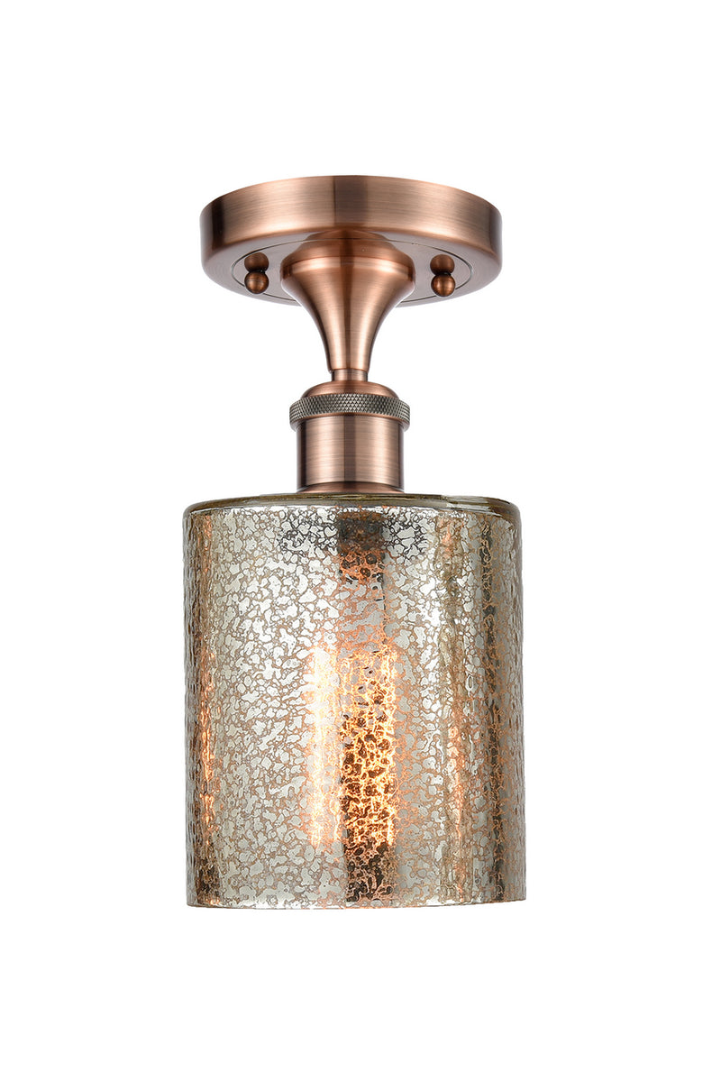 Innovations 516-1C-AC-G116 One Light Semi-Flush Mount, Antique Copper