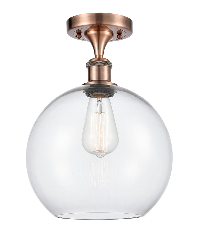 Innovations 516-1C-AC-G122-10 One Light Semi-Flush Mount, Antique Copper